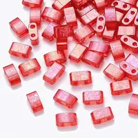FGB 2-Hole Baking Painted Transparent Glass Seed Beads