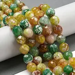 Faceted Natural Fire Crackle Agate Beads Strands