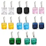 Brass Pave Cubic Zirconia Rectangle Hoop Earrings for Women