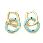 Real 18K Gold Plated Brass Ring Dangle Hoop Earrings
