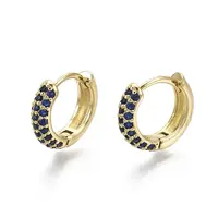 Brass Micro Pave Cubic Zirconia Huggie Hoop Earrings