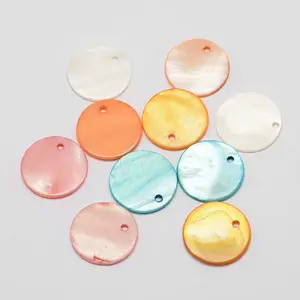 Dyed Natural Flat Round Shell Pendant