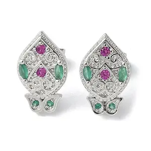 Brass Micro Cubic Zirconia Stud Earrings