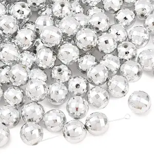 Faceted Round Plated Acrylic Beads