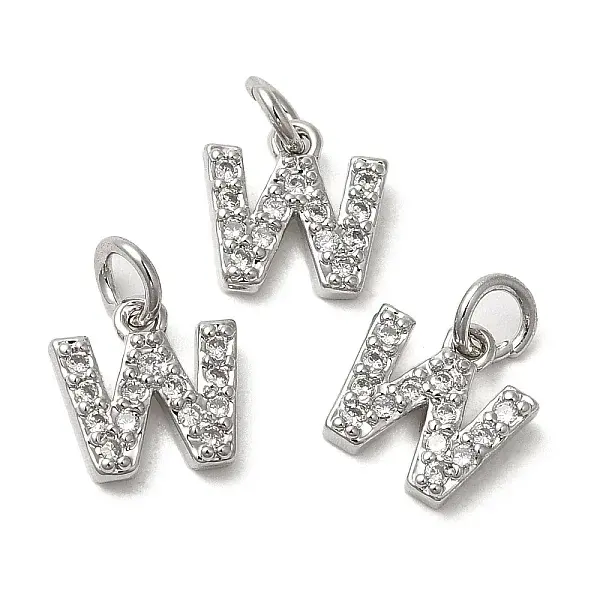 Brass Micro Pave Grade AAA Cubic Zirconia Charms