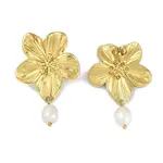 PVD Vacuum Plating 304 Stainless Steel Flower Stud Earrings