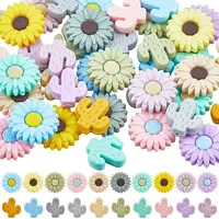 40Pcs 20 Styles Food Grade Eco-Friendly Focal Silicone Beads