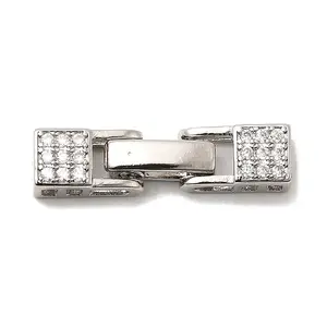 Brass Micro Pave Clear Cubic Zirconia Fold Over Clasps