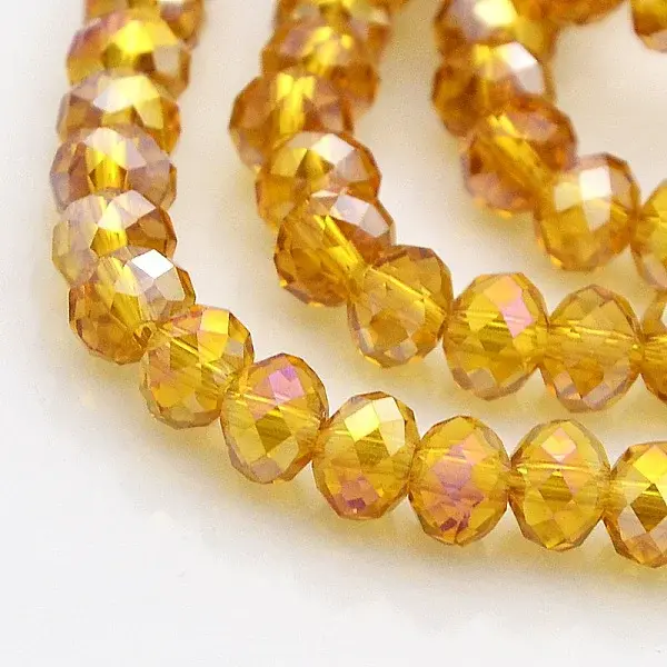 AB Color Plated Faceted Rondelle Electroplate Glass Beads Strands