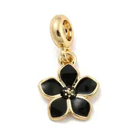 Rack Plating Alloy Enamel Flower European Dangle Charms