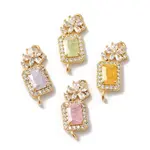 Brass Pave Clear Cubic Zirconia Flower Rectangle Links Connector Charms