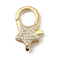 Brass Clear Cubic Zirconia Lobster Claw Clasps