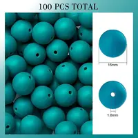 100Pcs Silicone Beads Round Rubber Bead 15MM Loose Spacer Beads for DIY Supplies Jewelry Keychain Making