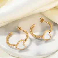 Vacuum Plating 304 Stainless Steel Heart Stud Earrings for Women