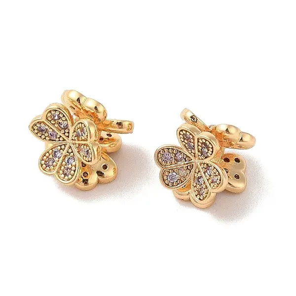 Brass Micro Pave Cubic Zirconia Beads