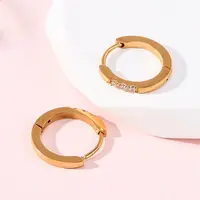 304 Stainless Steel Clear Cubic Zirconia Hoop Earrings