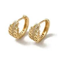 Brass Micro Pave Cubic Zirconia Hoop Earring
