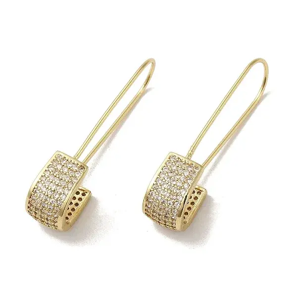 Brass Micro Pave Cubic Zirconia Hoop Earrings for Women