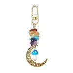 Alloy Hollow Moon & Lampwork Mushroom Pendant Decorations