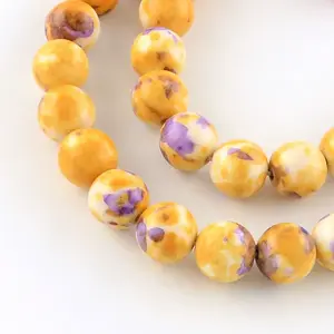 Dyed Natural Ocean White Jade Round Bead Strands
