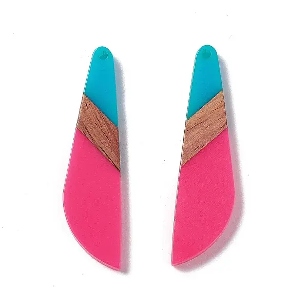 Opaque Resin & Walnut Wood Big Pendants