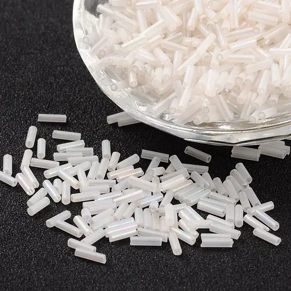 Transparent Colours Rainbow Glass Bugle Beads