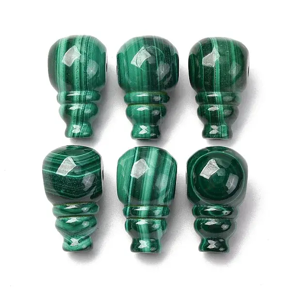 Natural Malachite 3 Hole Guru Beads