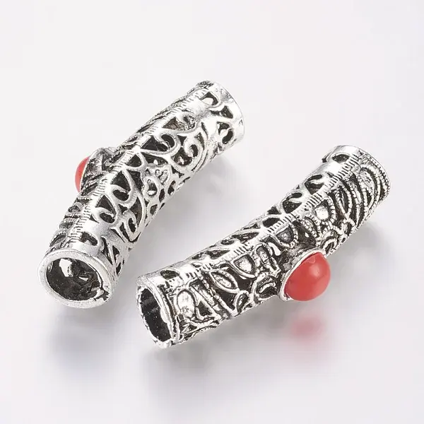 Tibetan Style Alloy Hollow Tube Beads