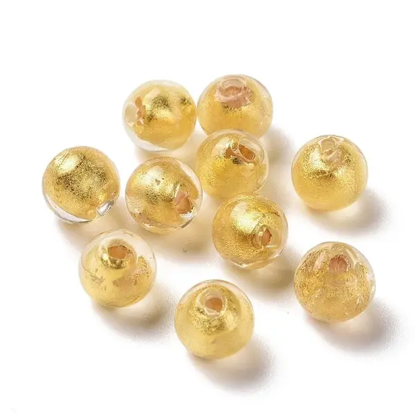 Handmade Gold Foil Lampwork Glass Beads