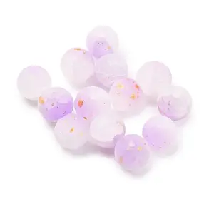 Frosted Baking Painted Crackle Glass Beads with Glitter Powder