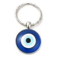 Half Round/Dome Alloy & Glass Pendant Keychain