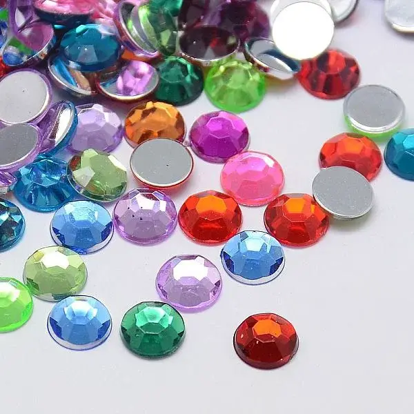 Faceted Half Round/Dome Acrylic Rhinestone Flat Back Cabochons
