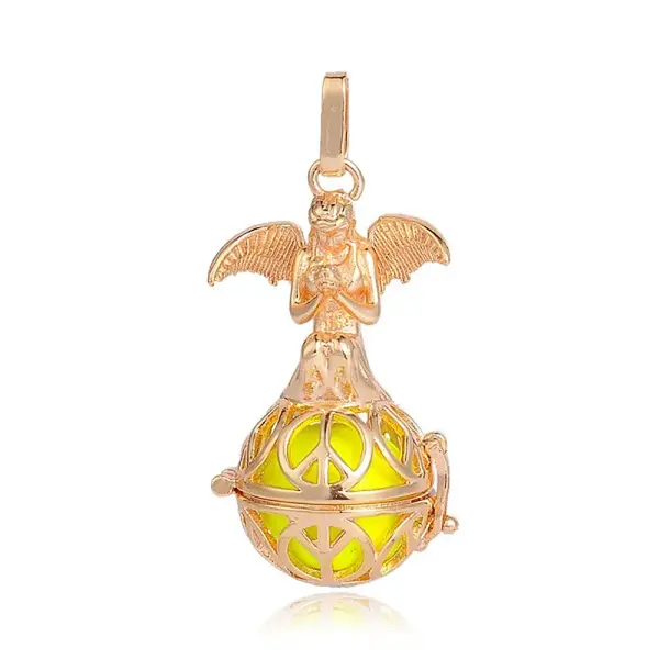 Golden Plated Brass Hollow Round Cage Pendants