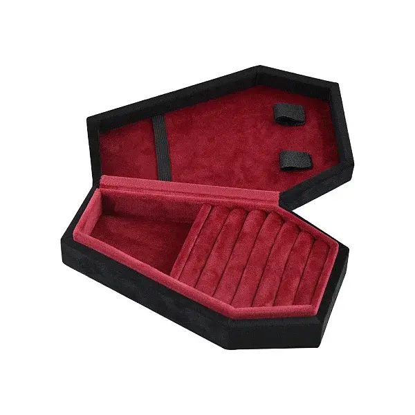 Coffin Shaped Velvet Jewelry Storage Boxes