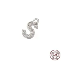 Real Platinum Plated Rhodium Plated 925 Sterling Silver Micro Pave Clear Cubic Zirconia Charms