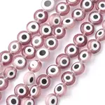 Handmade Evil Eye Lampwork Flat Round Bead Strands