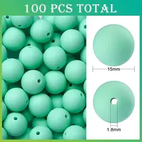 100Pcs Silicone Beads Round Rubber Bead 15MM Loose Spacer Beads for DIY Supplies Jewelry Keychain Making