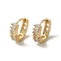 Brass Micro Pave Cubic Zirconia Hoop Earring