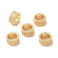 Rack Plating Brass Micro Pave Cubic Zirconia European Beads