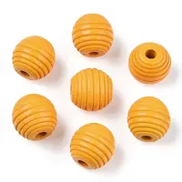 Painted Natural Wood Beehive Beads