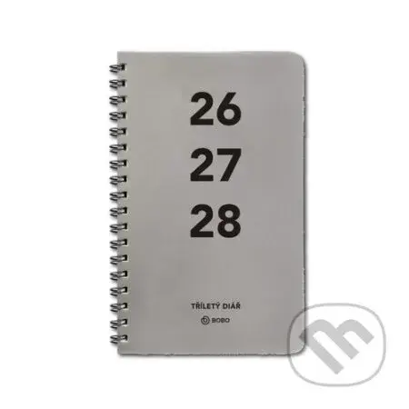 Tříletý kroužkový diář 2026–2028 (stříbrný) (měsíční)