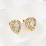 Brass Micro Pave Clear Cubic Zirconia Clip-on Earrings