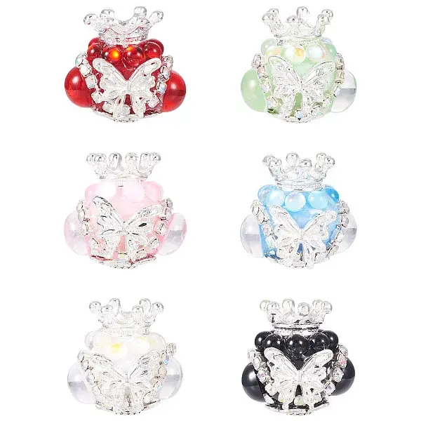 6Pcs 6 Colors Polymer Clay Rhinestone Beads