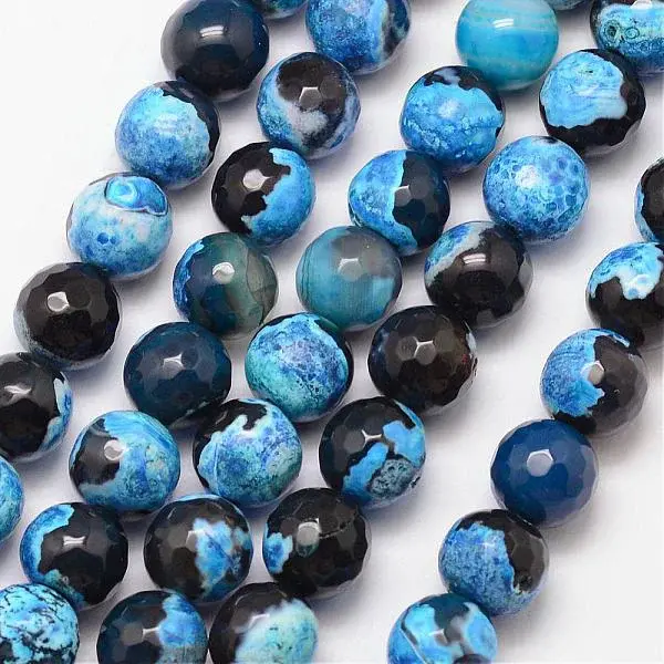 Natural Fire Crackle Agate Bead Strands