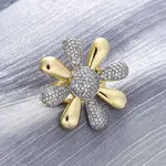 Brass Micro Pave Clear Cubic Zirconia Cuff Rings for Women