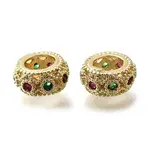 Brass Micro Pave Clear Cubic European Zirconia Beads