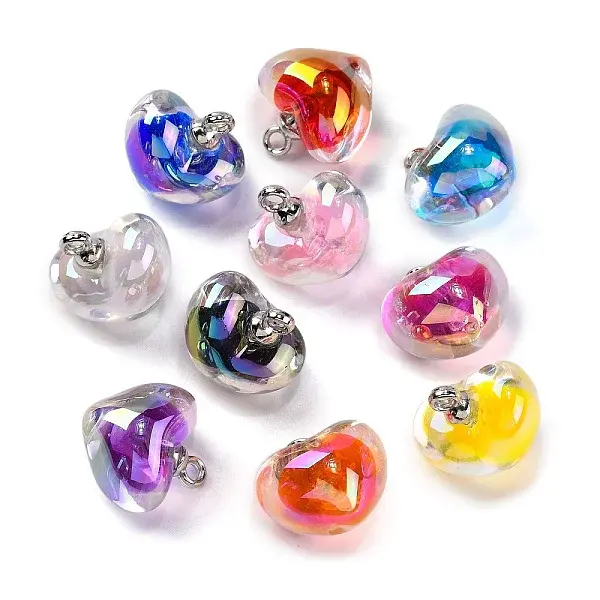 AB Color Resin Heart Pendants