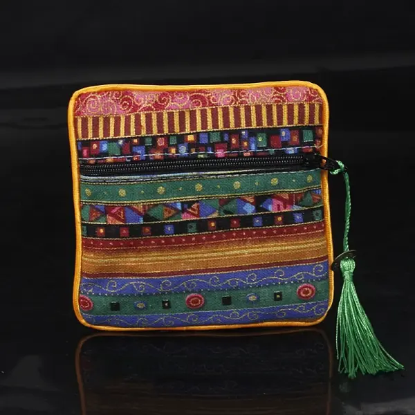 Square Chinese Style Cloth Tassel Bags
