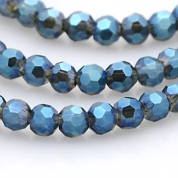 Full Rainbow Plated Glass Faceted(32 Facets) Round Spacer Beads Strands