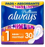 ALWAYS Platinum Normal Velikost 1 Hygienické Vložky S Křidélky 30 ks